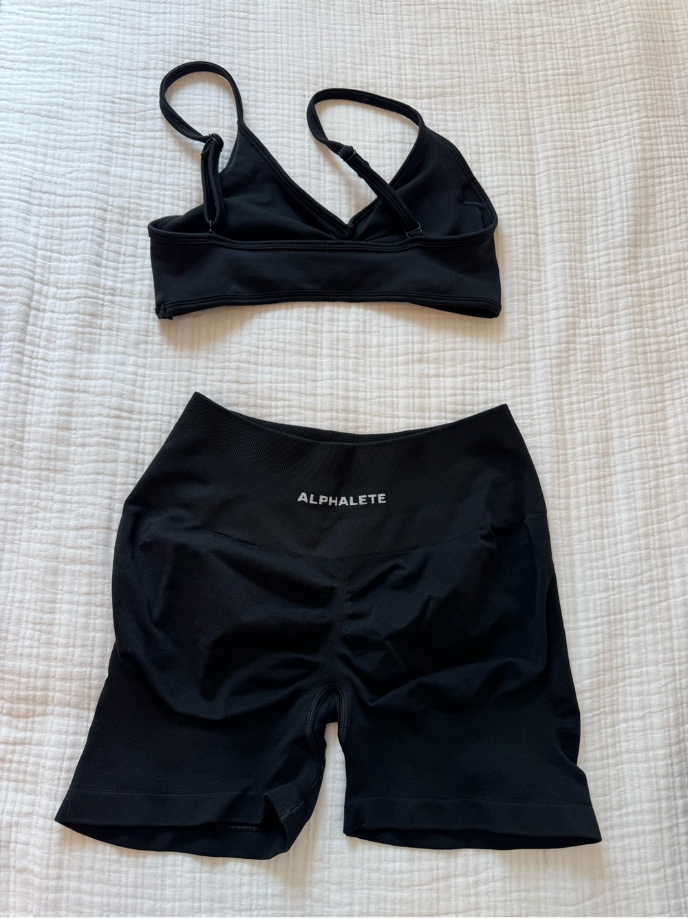Alphalete Black Seamless Bralette and Pump Shorts Set, Medium